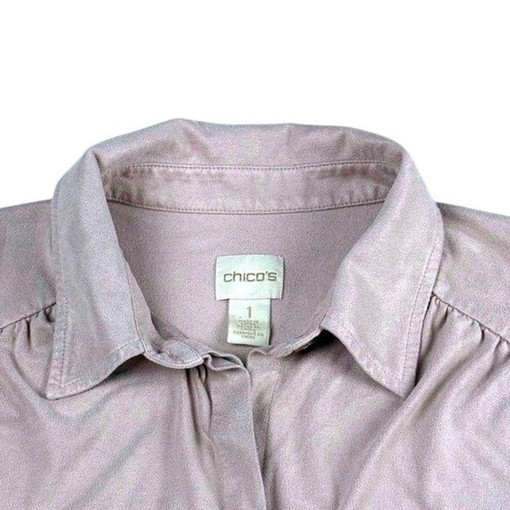Chicos Womens‎ Size 1 Button Up Shirt Blouse Dusty Mauve Long Sleeve Collared